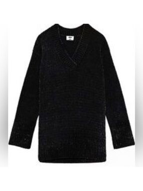 NWT Wilfred Violetta Chenille Knit Plush Long Oversized Sweater Black